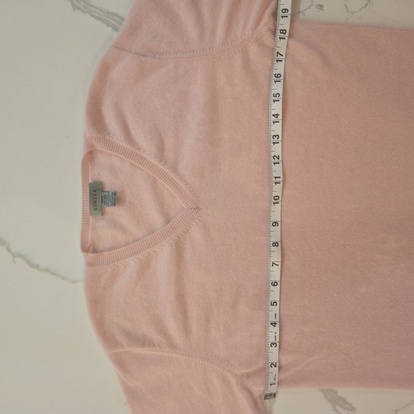 Geneva Womens 100% Cashmere V Neck Long Sleeve Knit Sweater Baby Pink Size Large - Picture 8 of 9